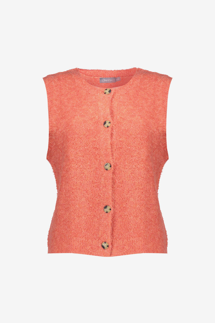 Geisha Damen-Bouclé-Gilet mit auffälligen Knöpfen