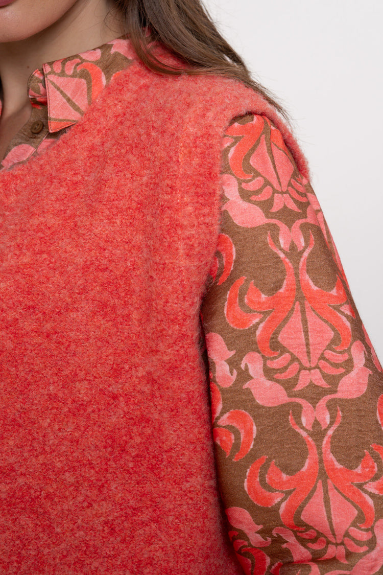 Geisha Damen-Bouclé-Gilet mit auffälligen Knöpfen