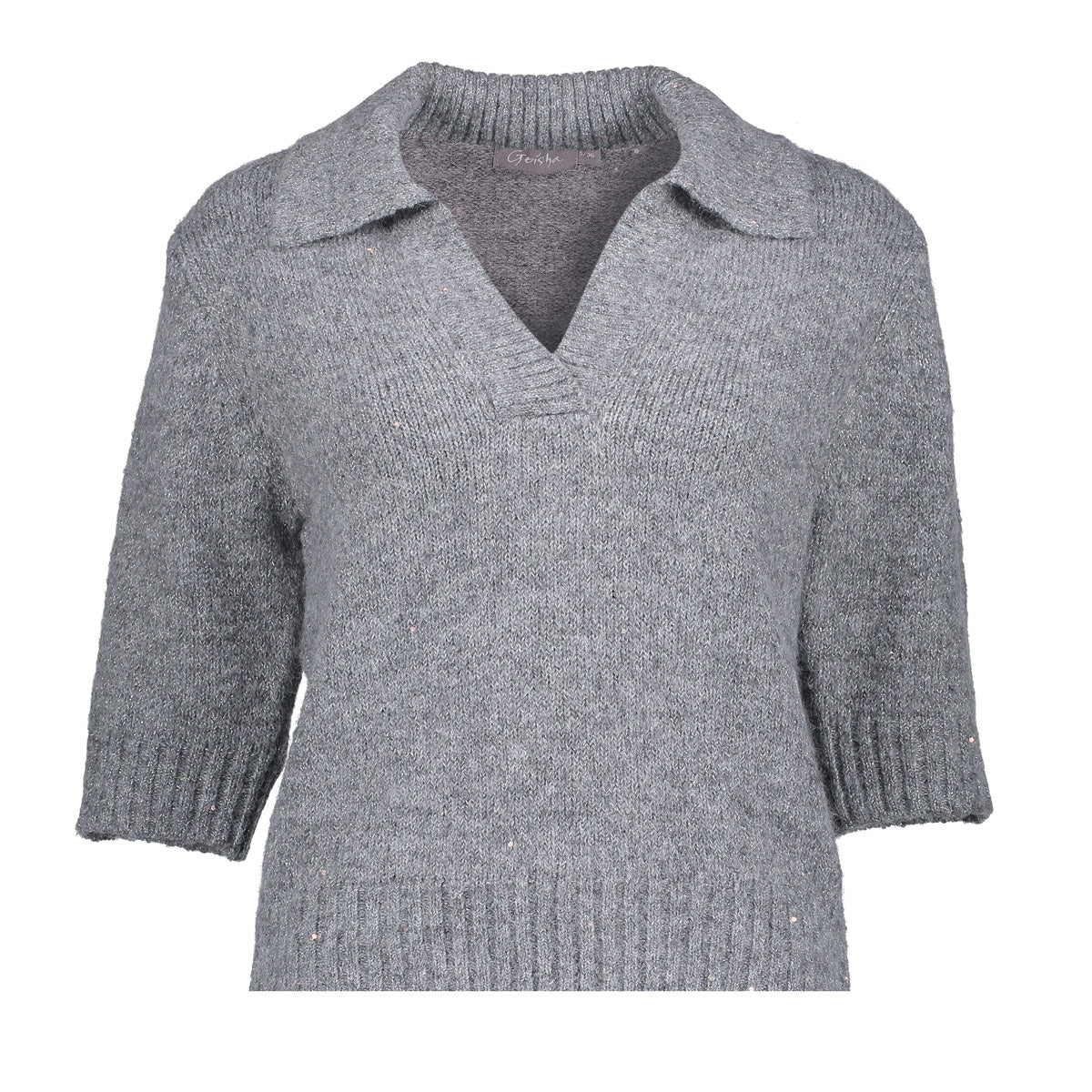 Geisha Damen Pullover mit kurzen Ärmeln und Lurex