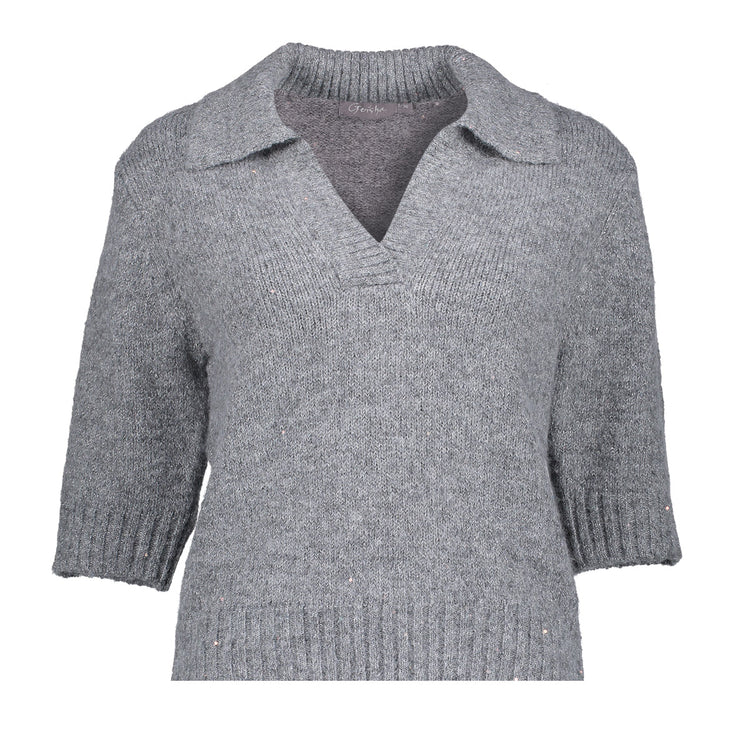 Geisha Damen Pullover mit kurzen Ärmeln und Lurex