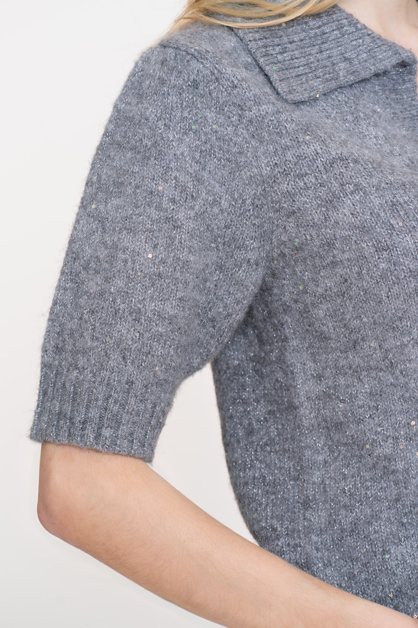 Geisha Damenpullover mit kurzen Ärmeln und Lurex