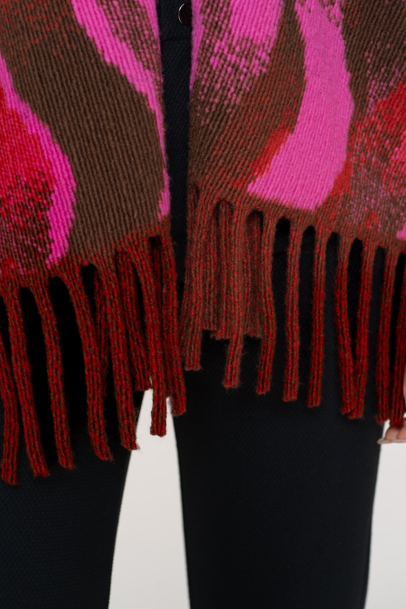 Geisha Damen-Poncho mit Swirl-Print und Fransen