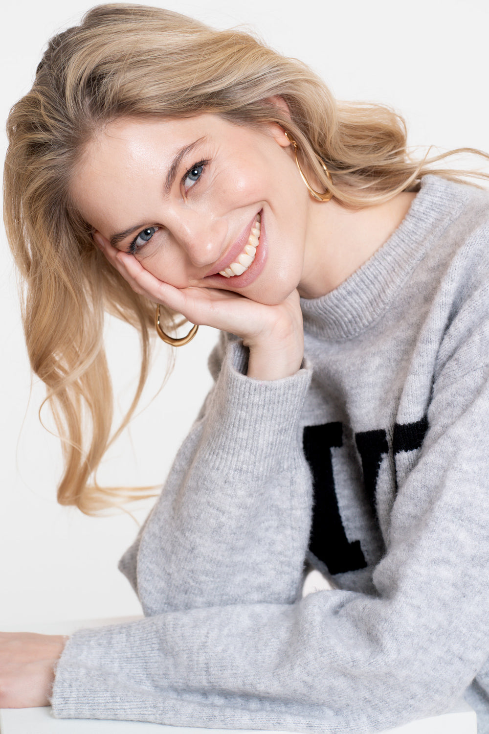 Geisha Damen-Oversized-Strickpullover mit NYC-Schriftzug