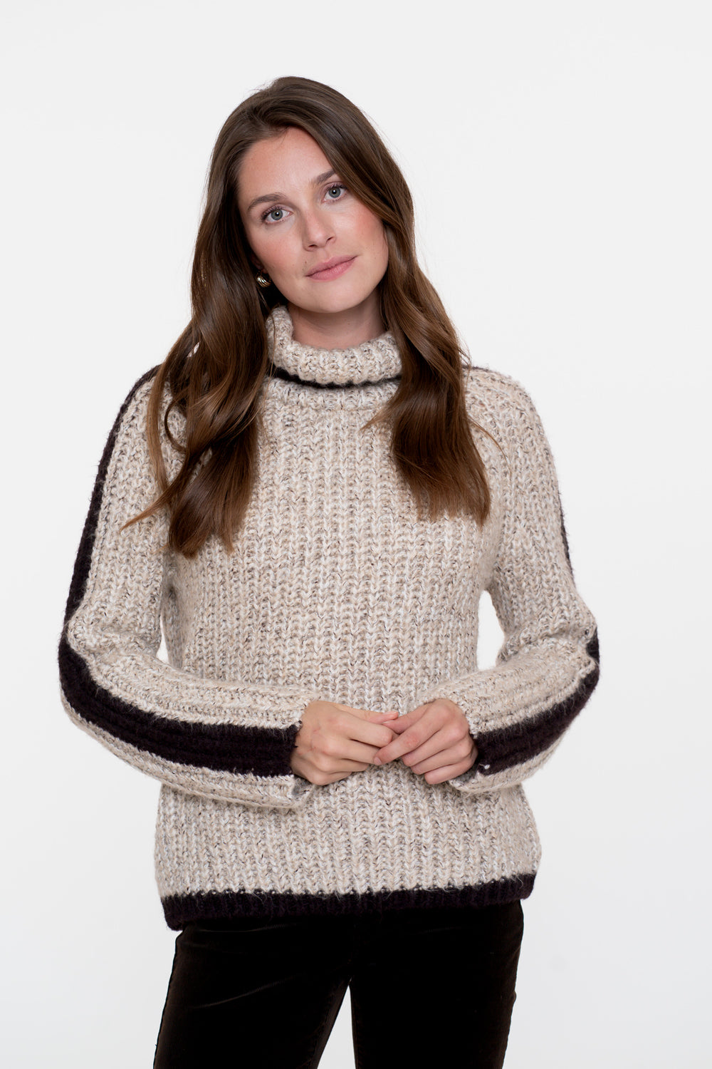 Geisha Damen-Zweifarbiger Zopfpullover
