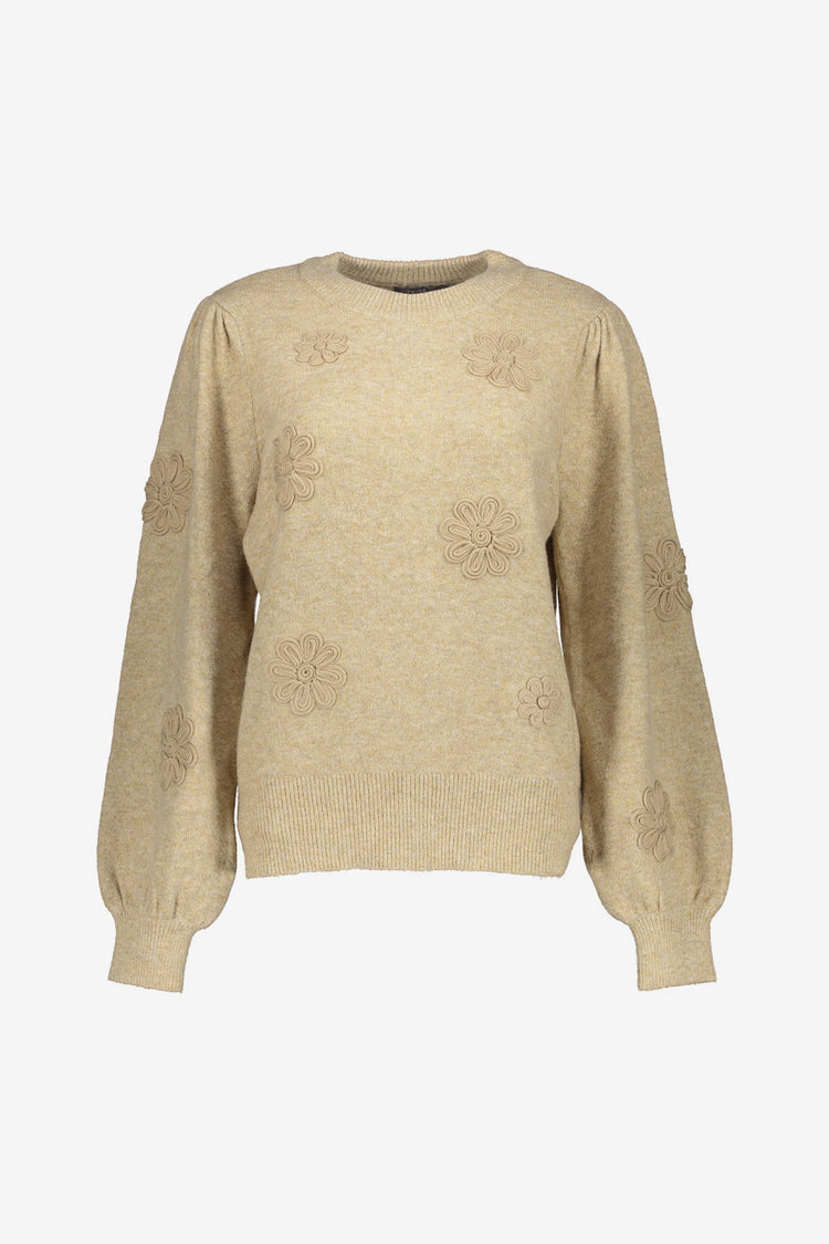 Geisha Damenpullover mit gestickten Blumen