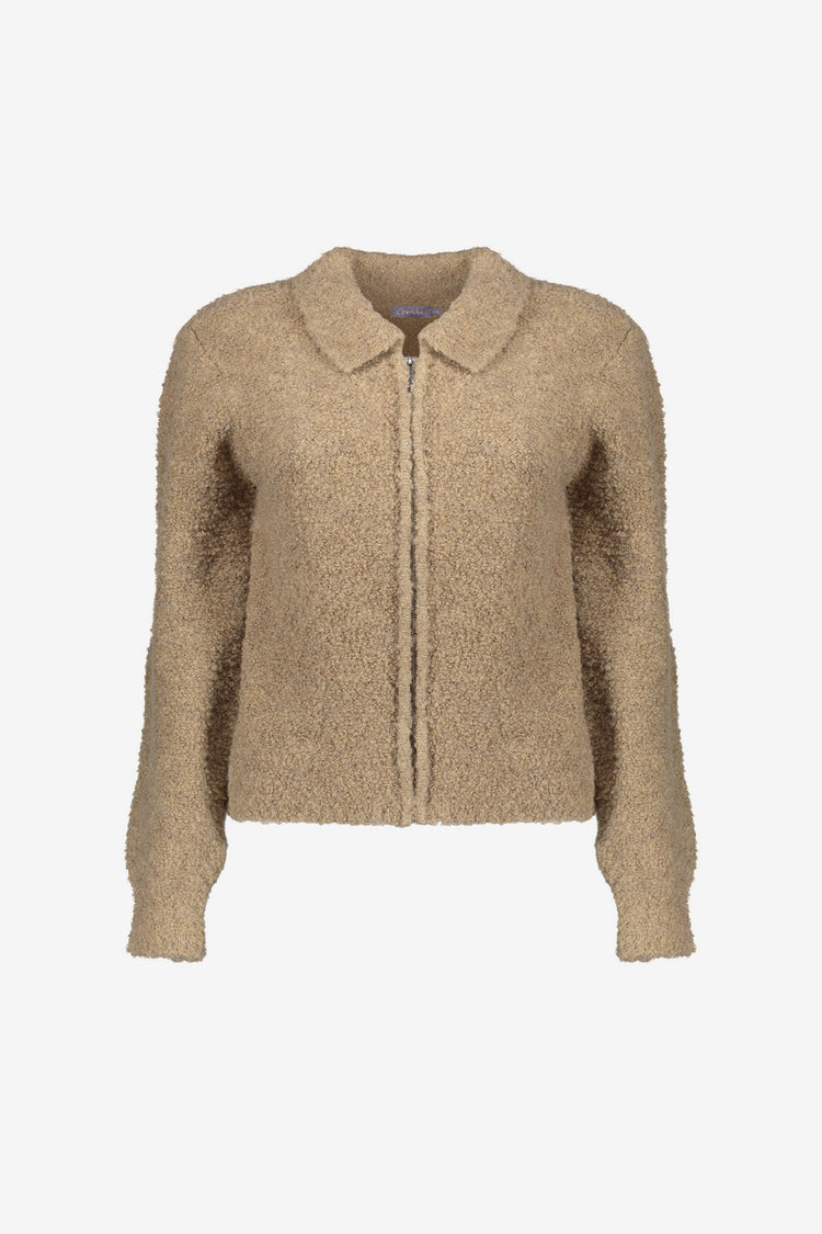 Geisha Damen-Strickjacke in Wolloptik mit Reißverschluss