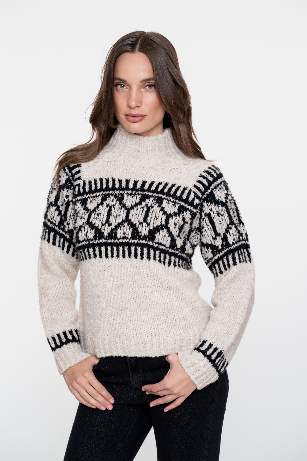 Geisha Damen-Strickpullover mit nordischem Muster