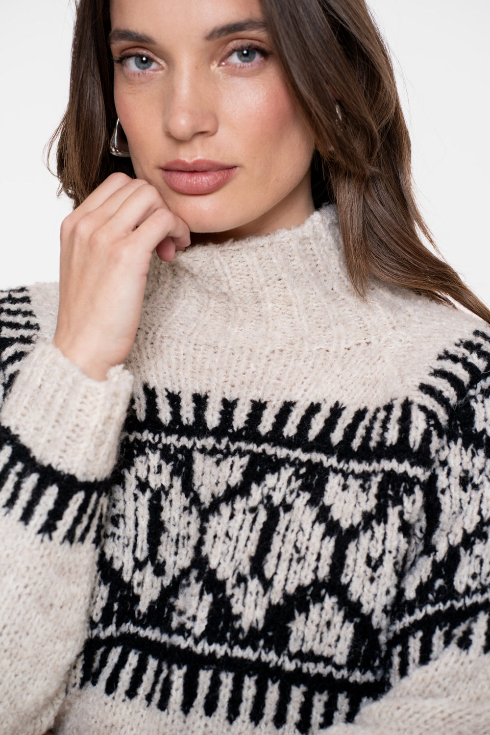 Geisha Damen-Strickpullover mit nordischem Muster