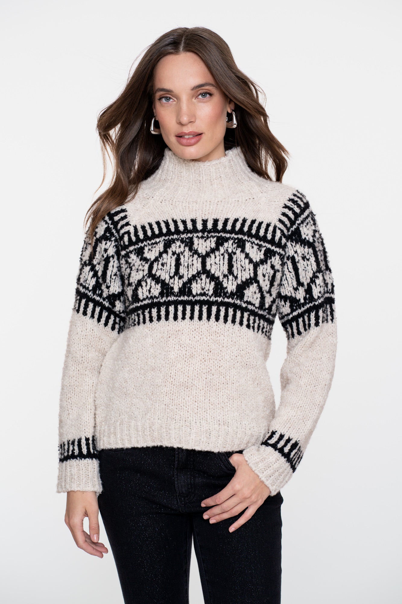 Geisha Damen-Strickpullover mit nordischem Muster