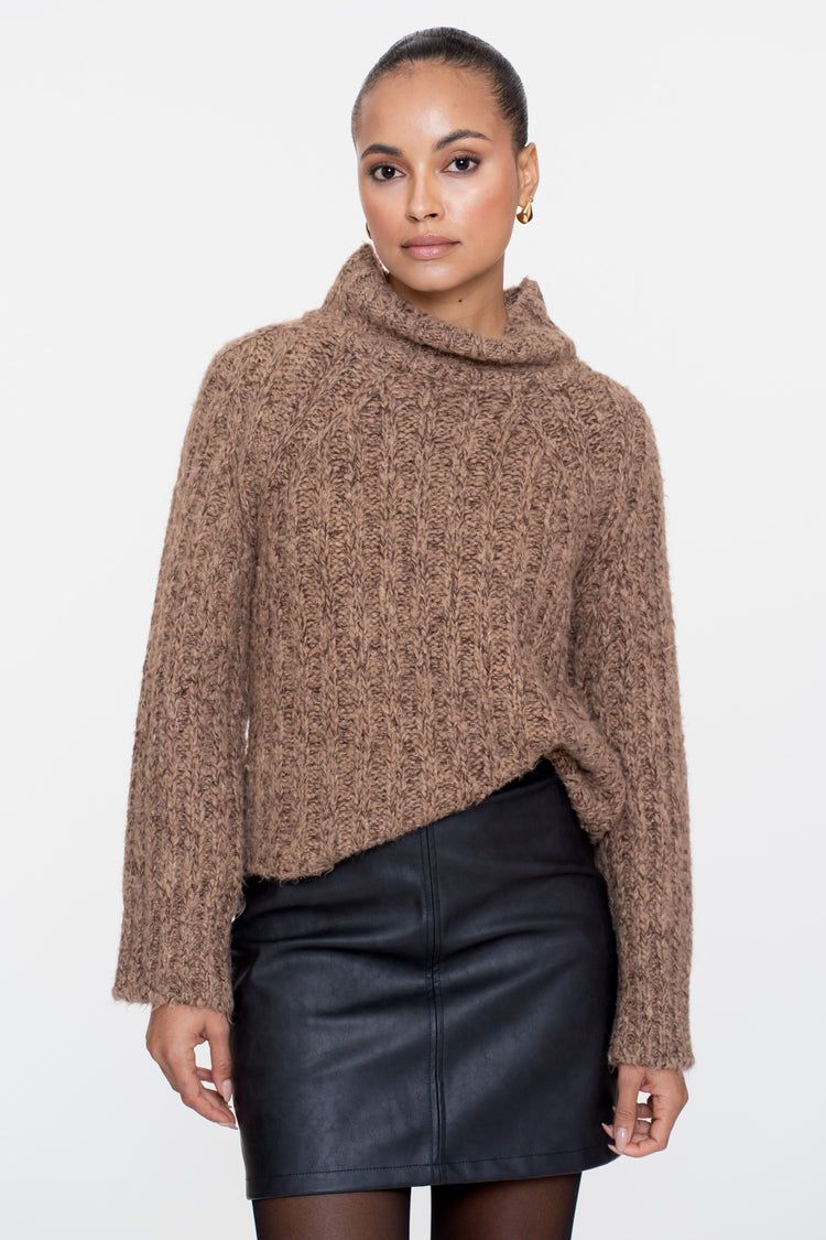 Geisha Damen-Melange-Pullover mit Stehkragen