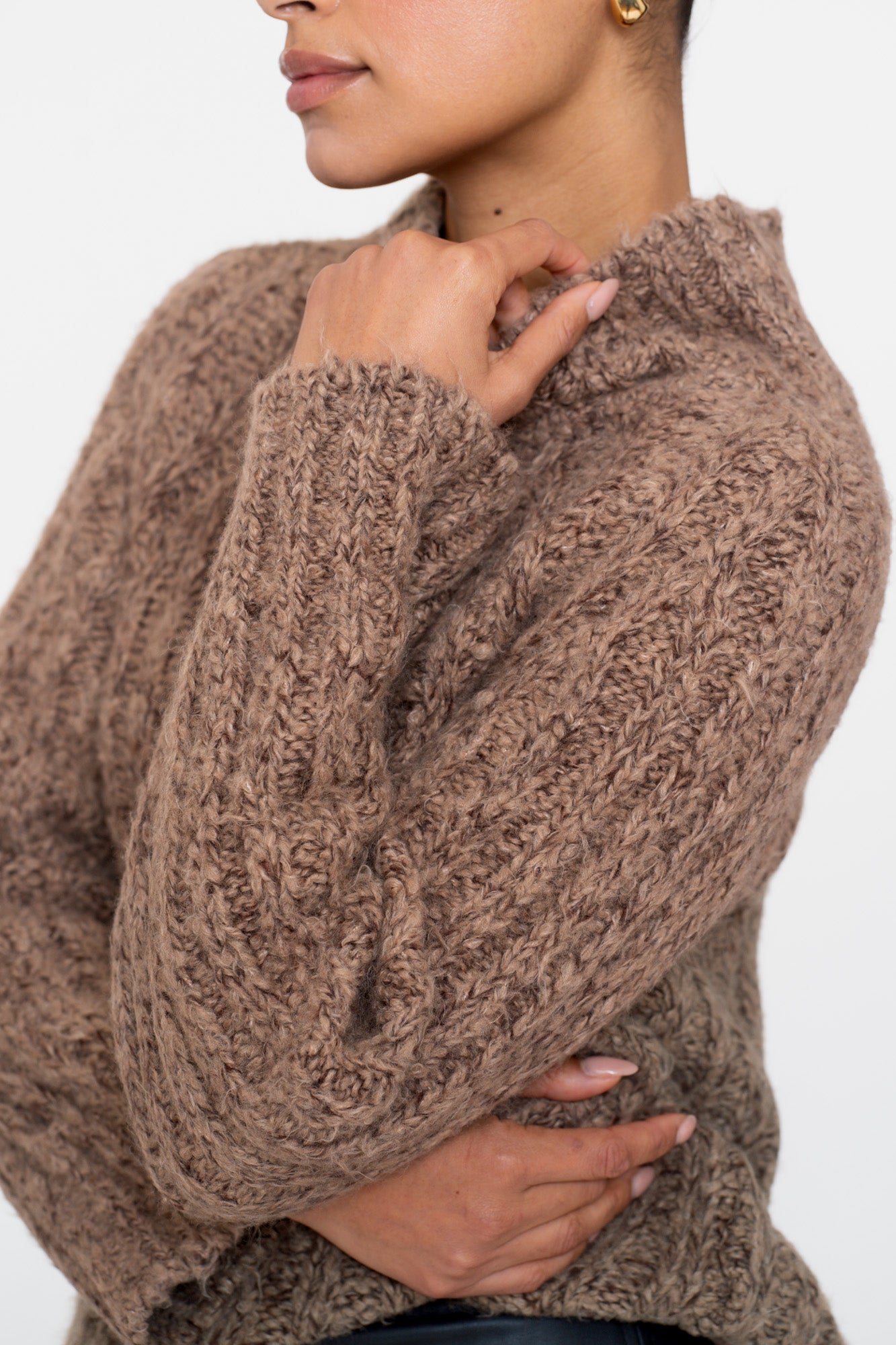 Geisha Damen-Melange-Pullover mit Stehkragen