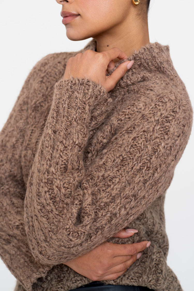 Geisha Damen-Melange-Pullover mit Stehkragen