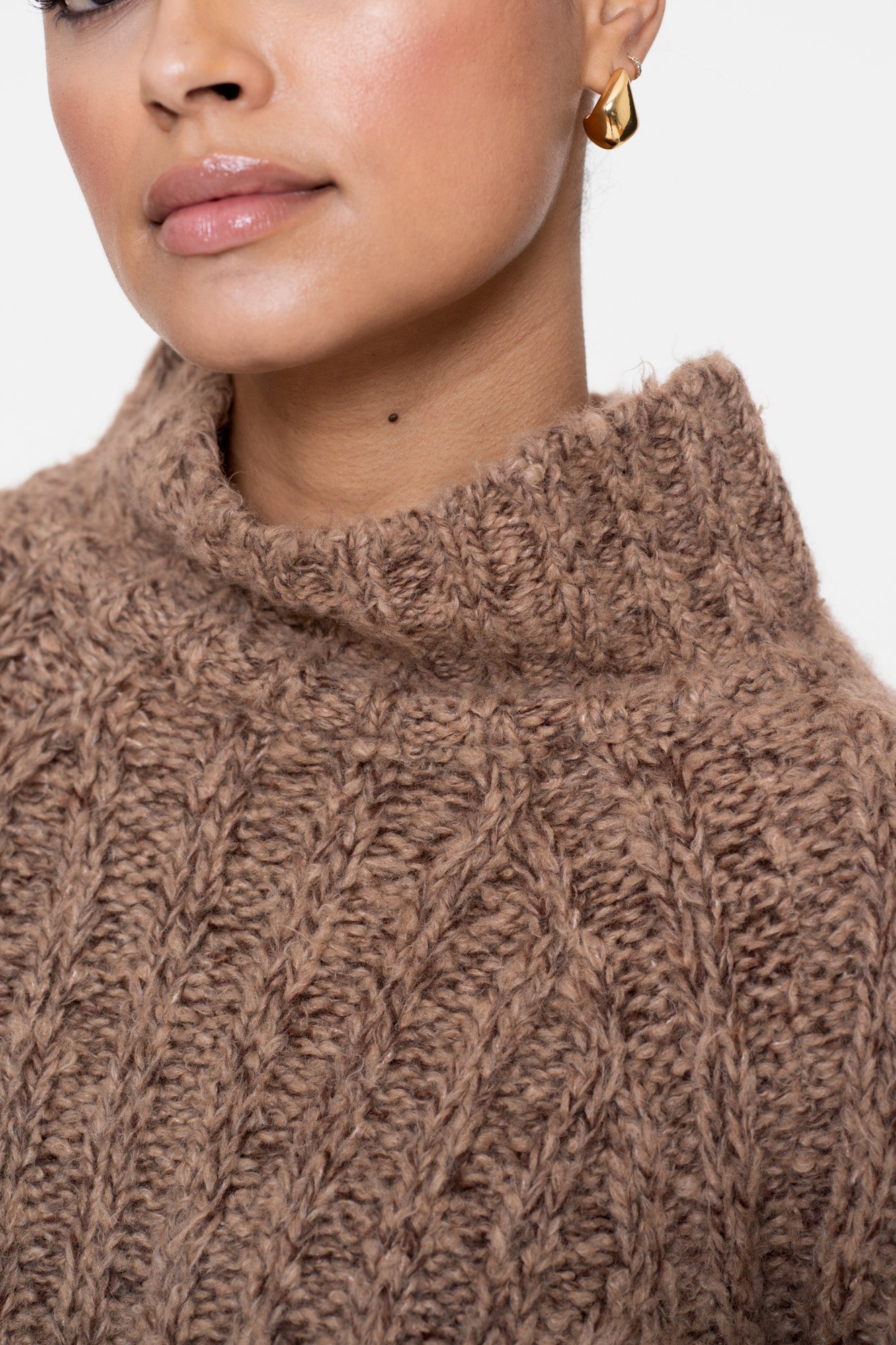 Geisha Damen-Melange-Pullover mit Stehkragen