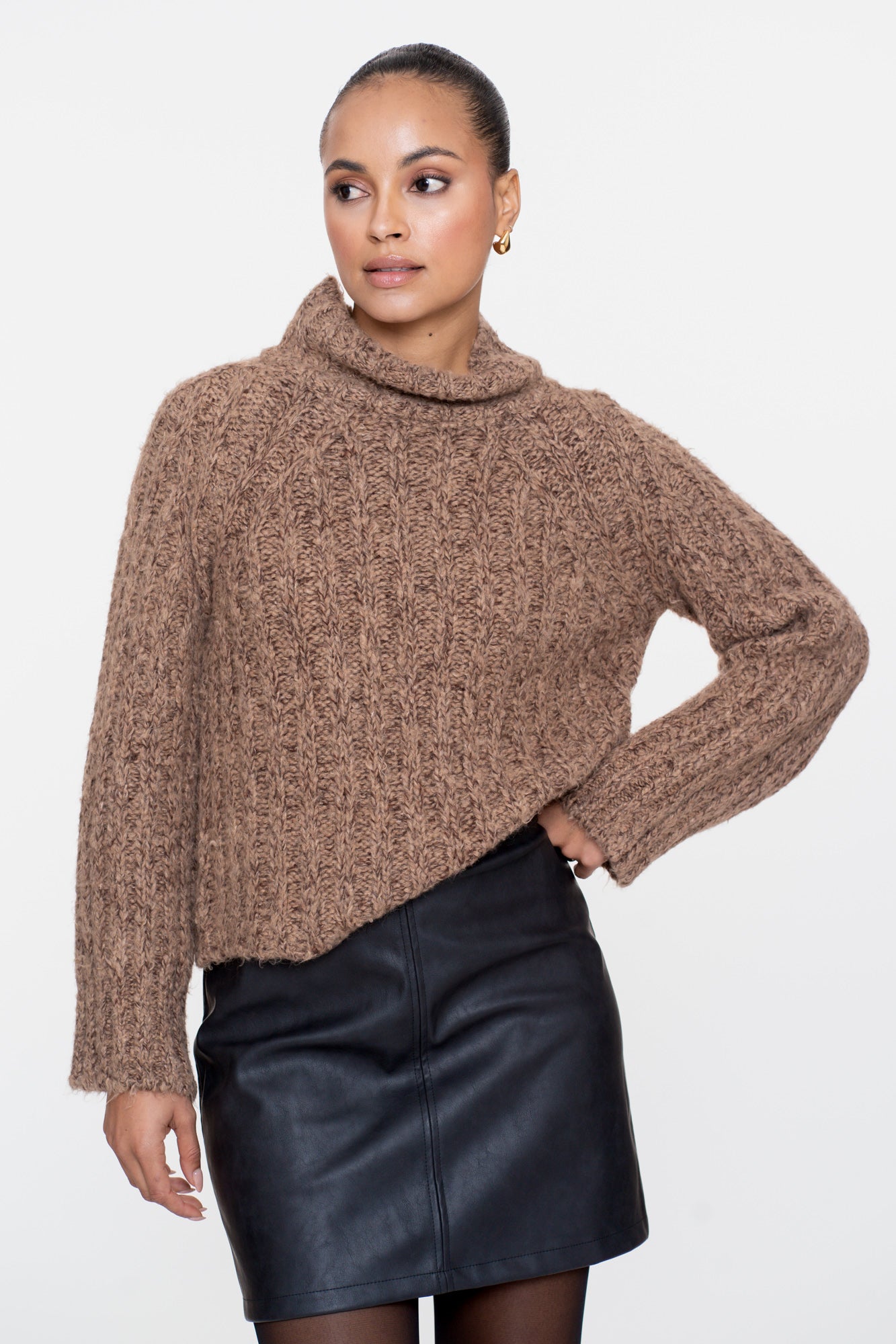 Geisha Damen-Melange-Pullover mit Stehkragen