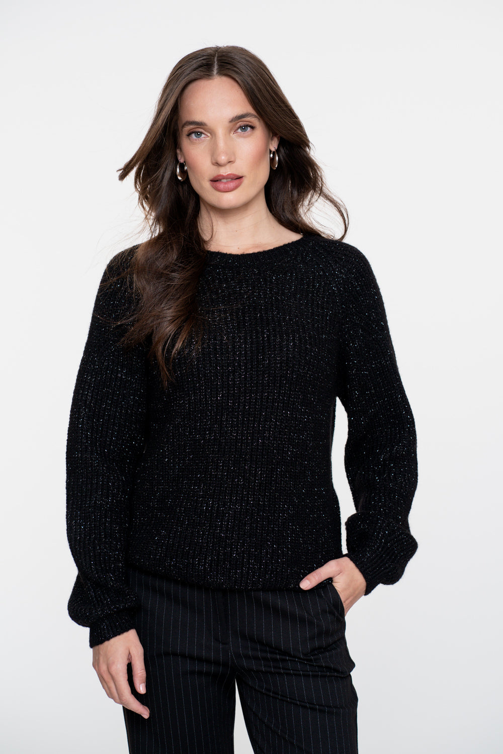 Geisha Damenpullover mit Schleifendetail und Lurex