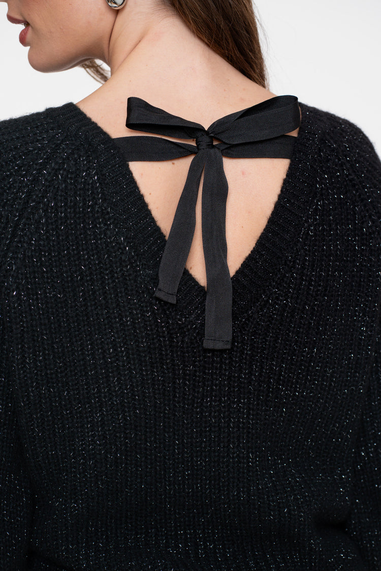 Geisha Damenpullover mit Schleifendetail und Lurex