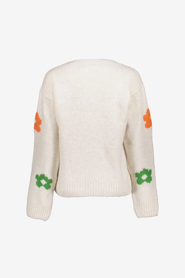 Geisha Damenpullover mit bestickten Blumen