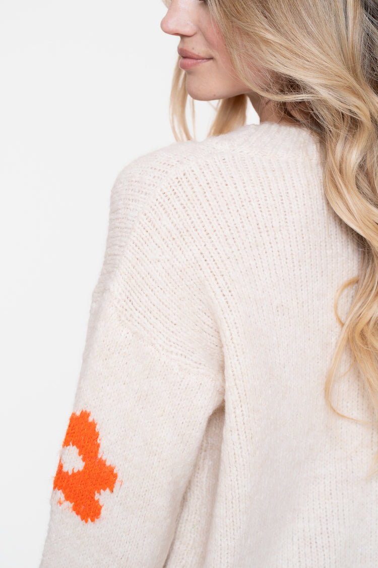 Geisha Damenpullover mit bestickten Blumen