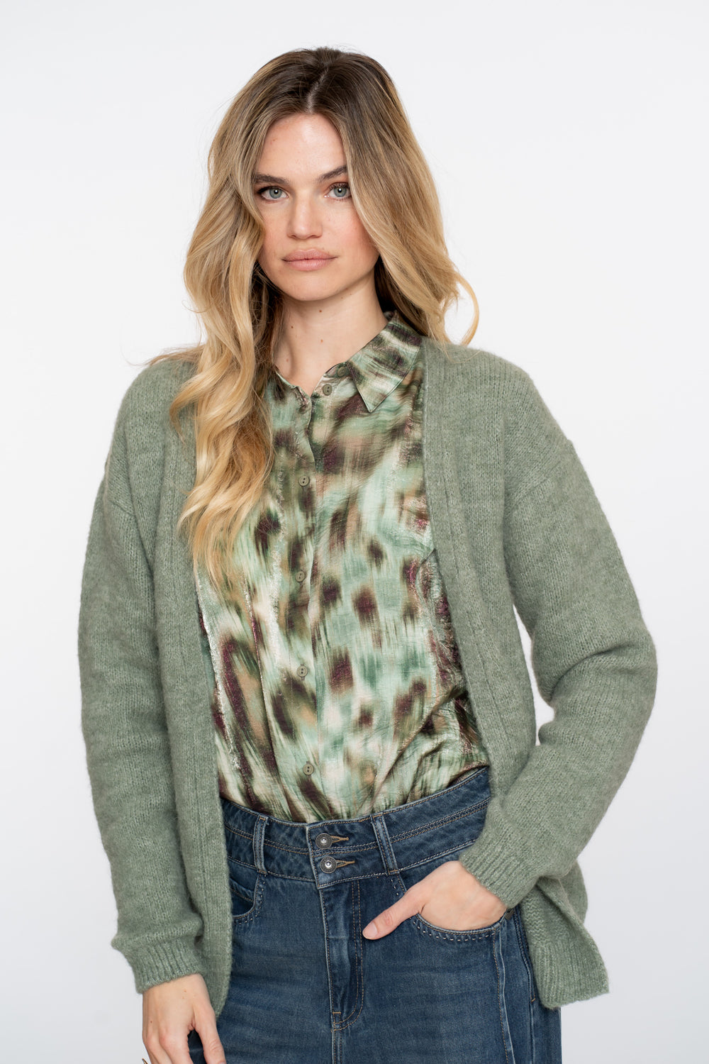 Geisha Damen einfarbige Strickjacke