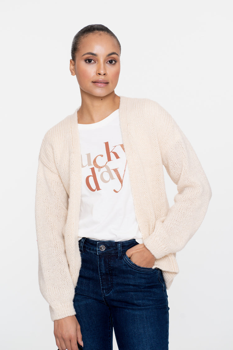 Geisha Damen-Basic-Strickjacke in Unifarbe