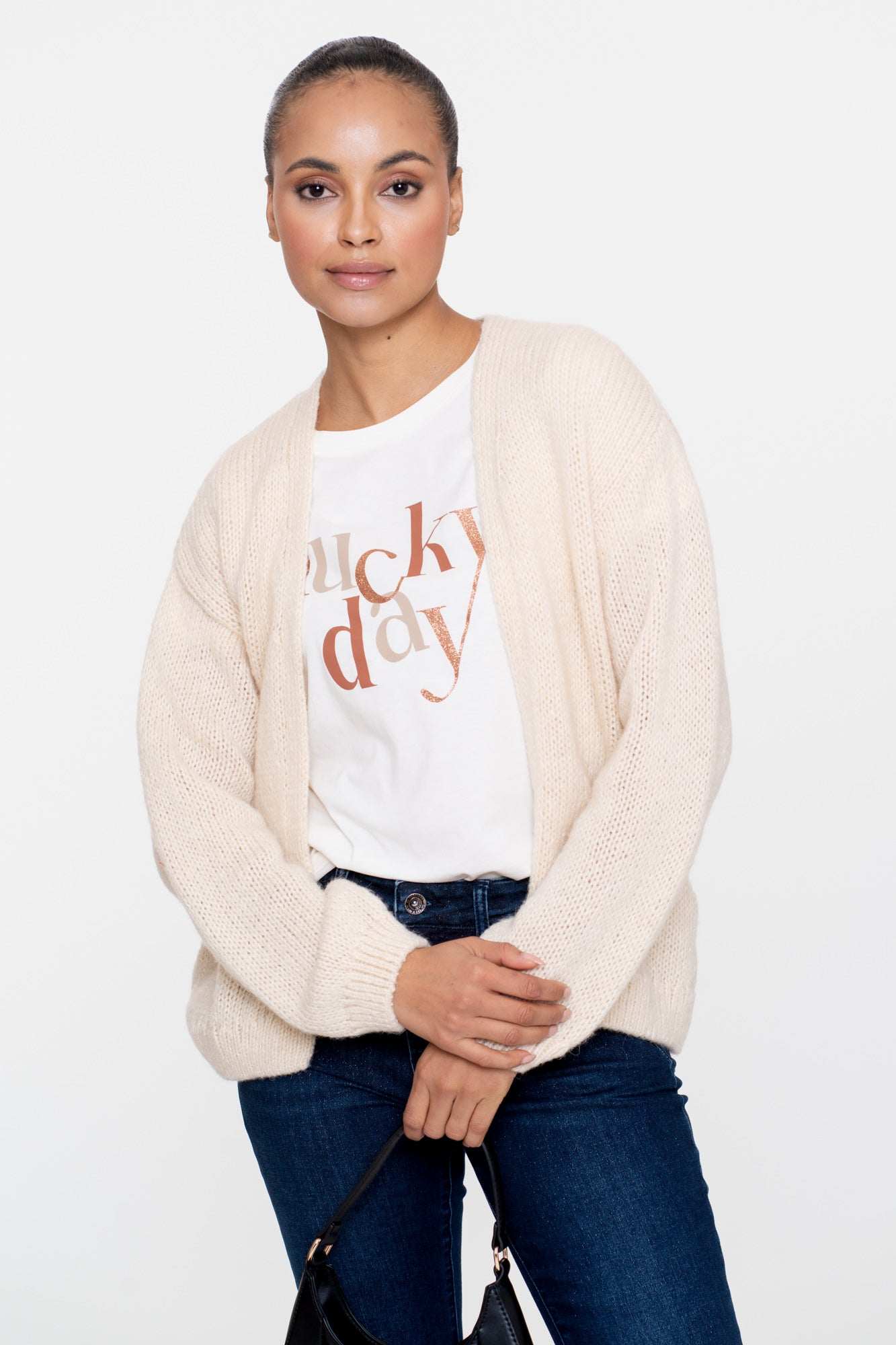Geisha Damen-Basic-Strickjacke in Unifarbe