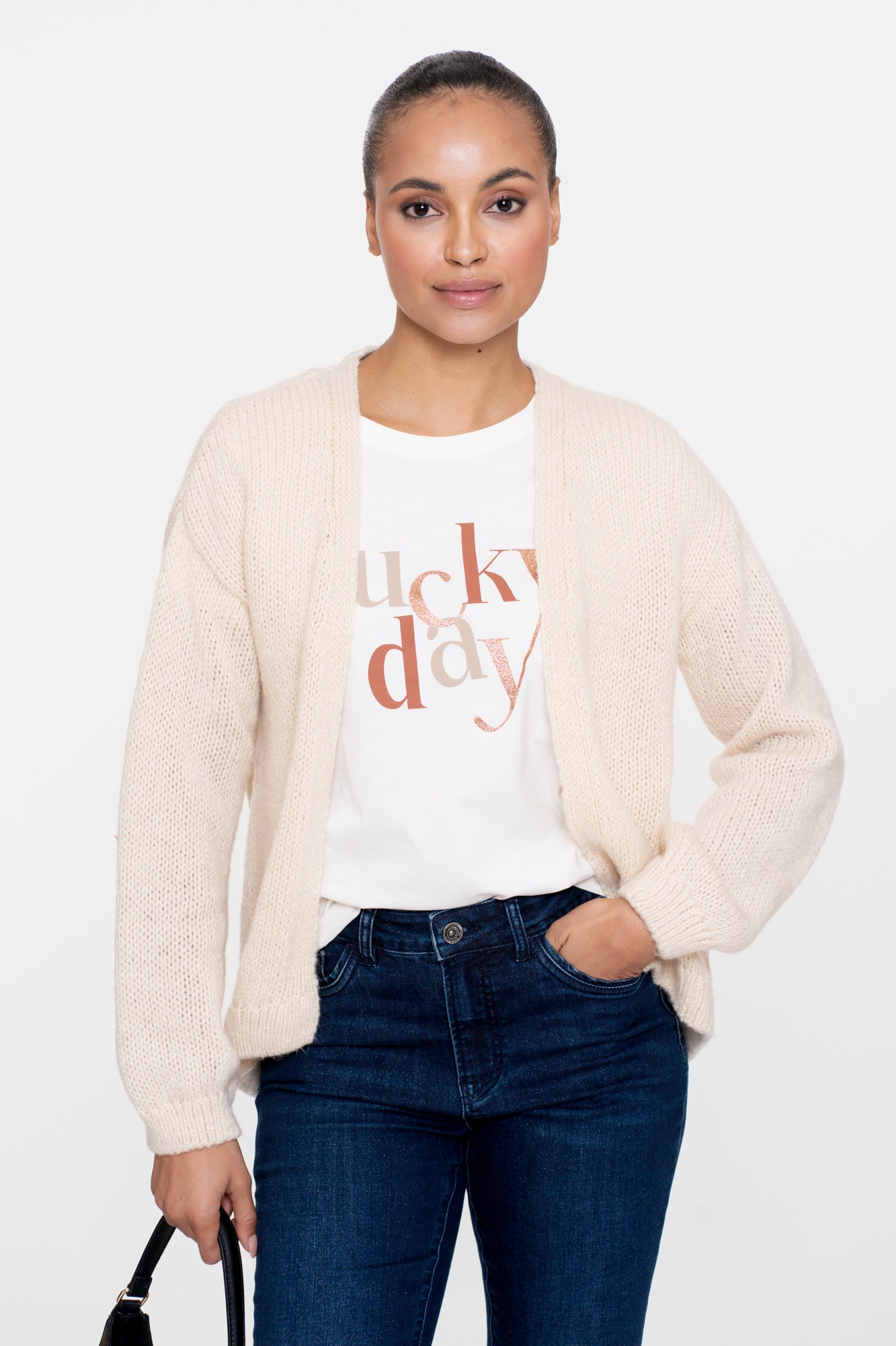 Geisha Damen-Basic-Strickjacke in Unifarbe