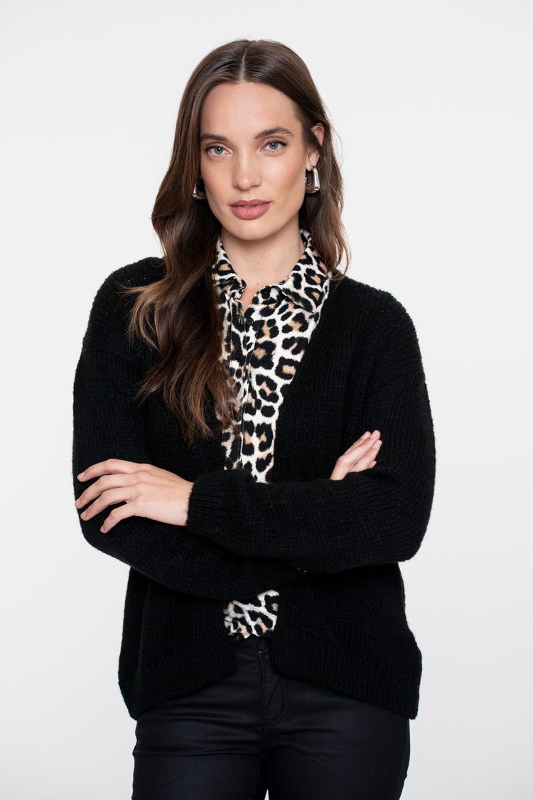 Geisha Damen Basic-Strickjacke in einfarbigem Design