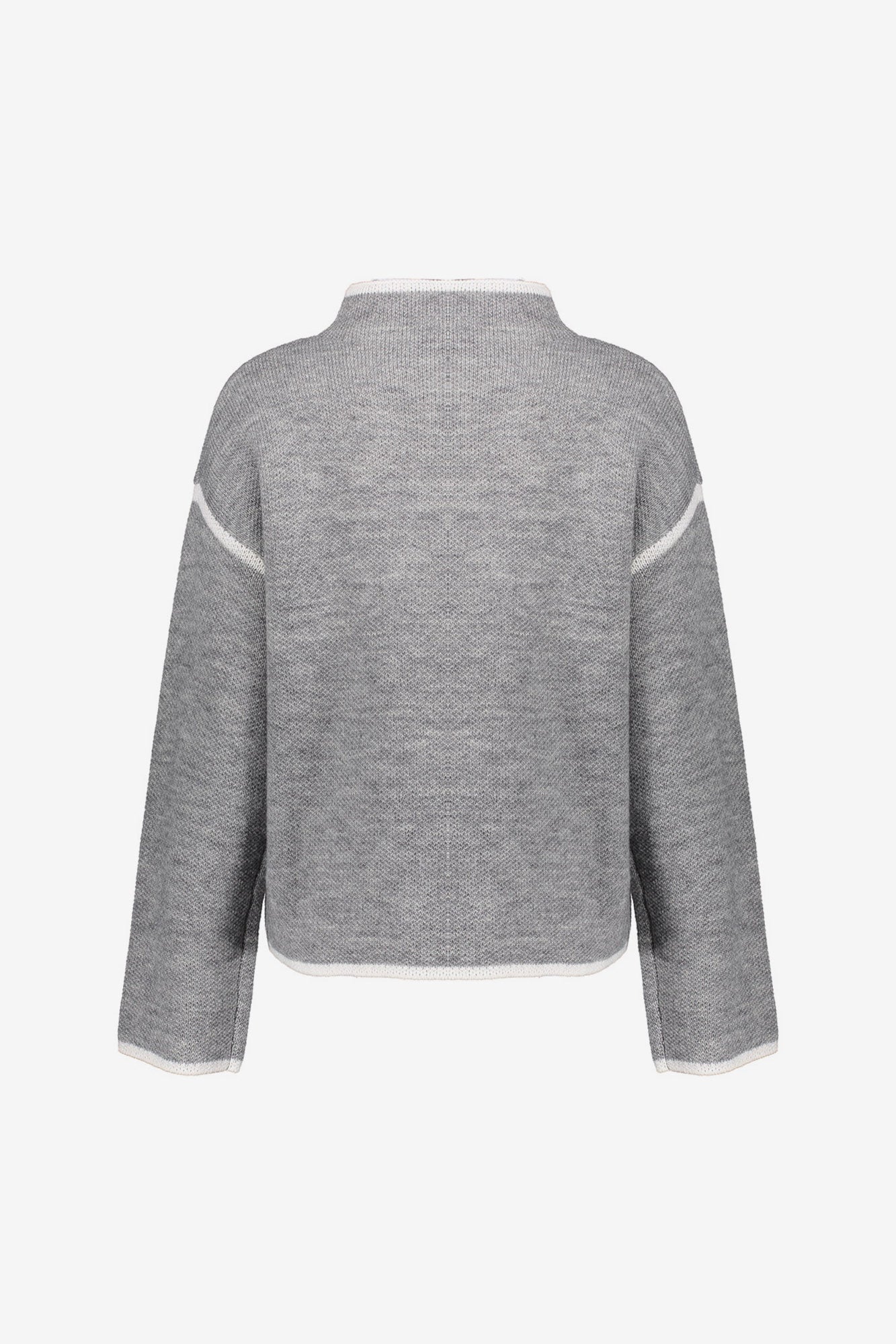 Geisha Damenstrickpullover in Grau mit Stehkragen und Kontrastdetails