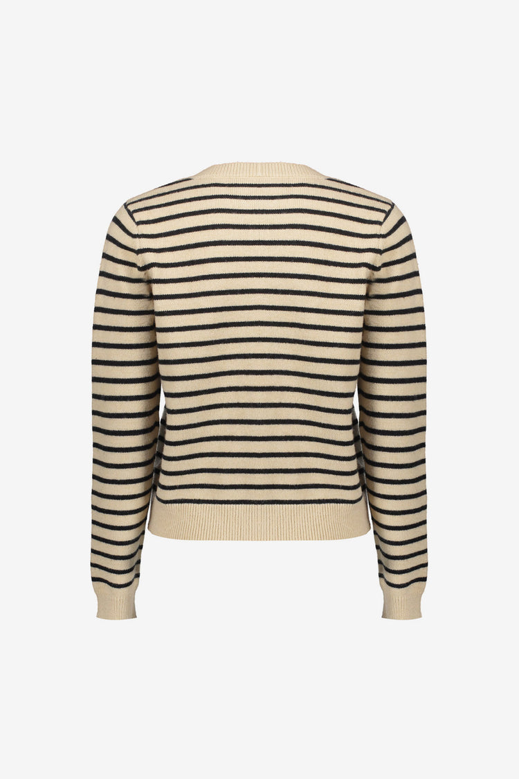 Geisha Damen-klassische Strickjacke mit Streifen und goldfarbenen Knöpfen