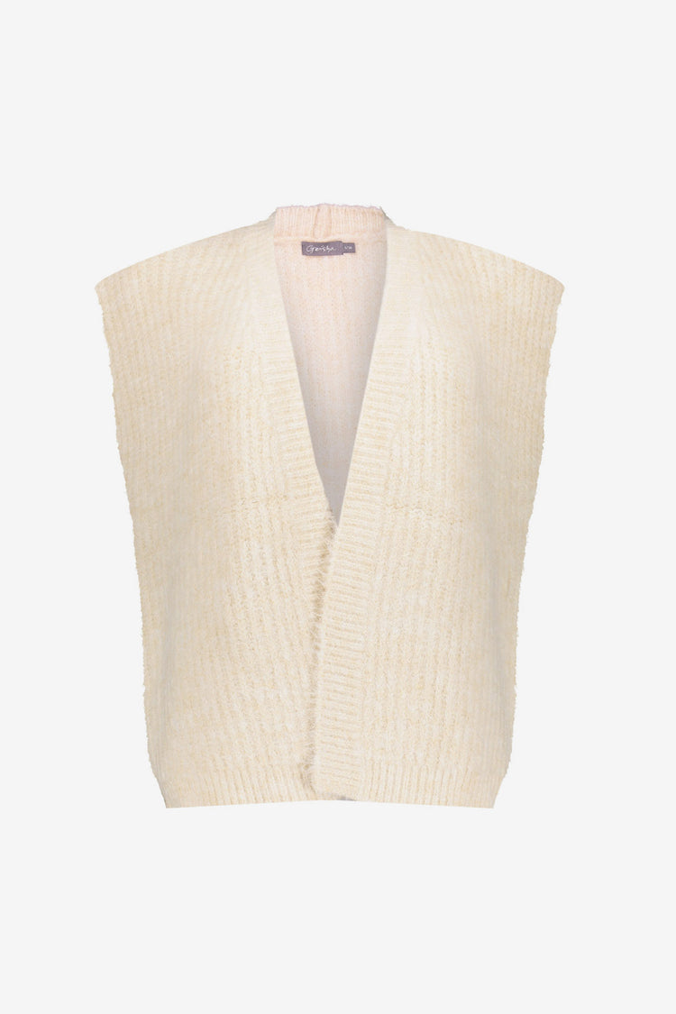 Geisha Damenstrickweste mit offener Vorderseite in Creme