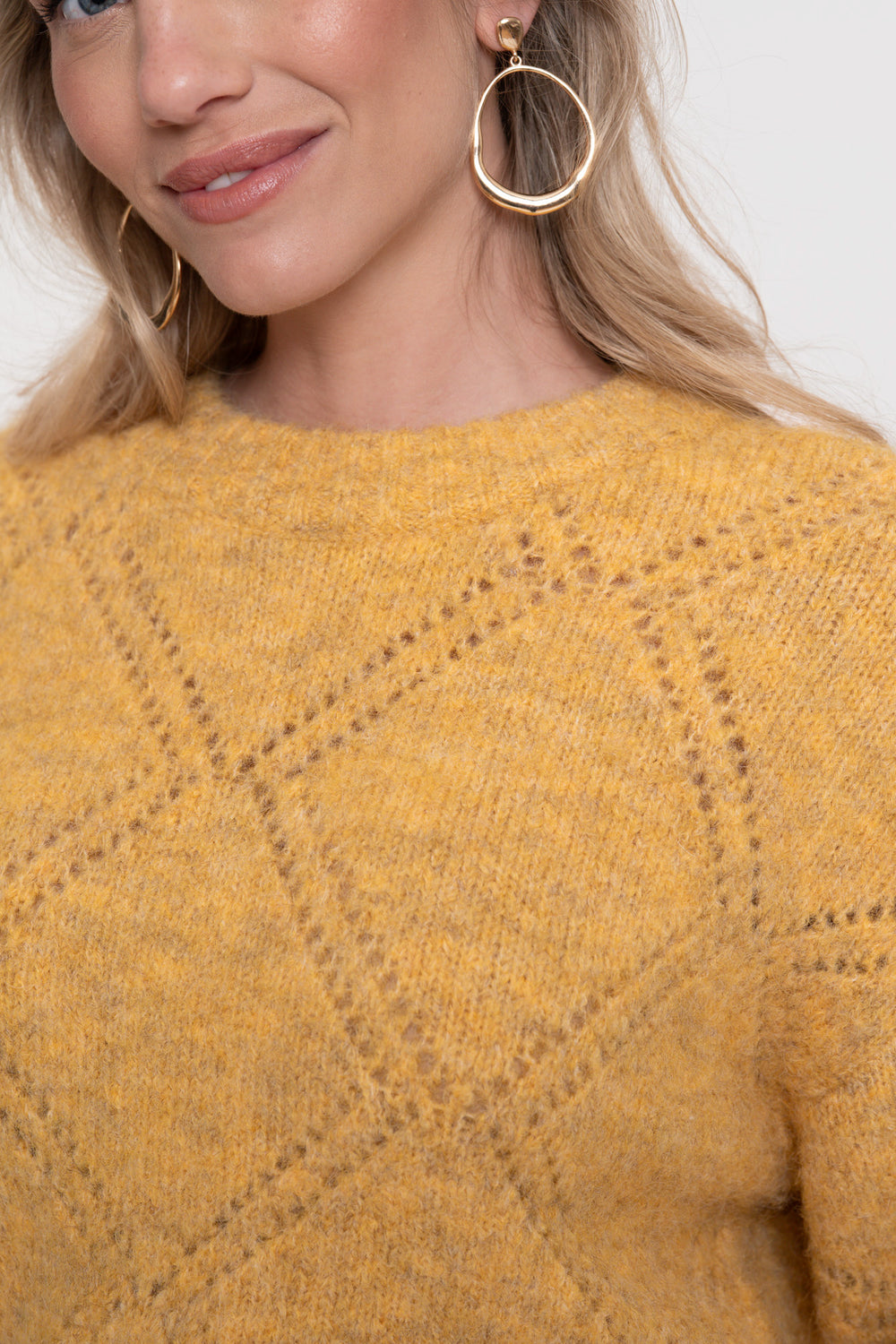 Geisha Damen-Ajour-Pullover mit Karomuster