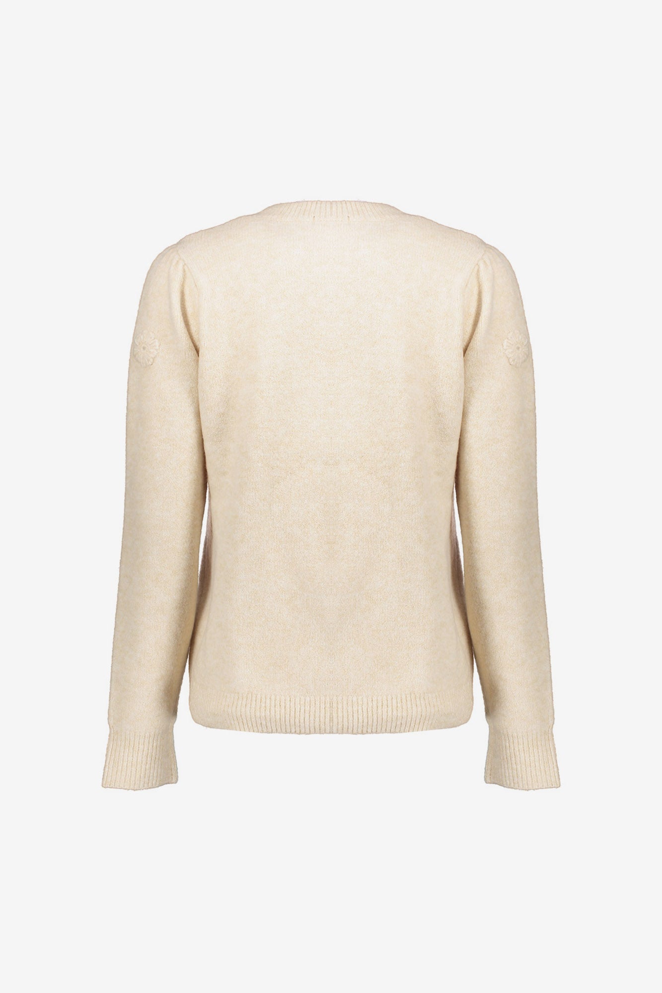 Geisha Damenstrickpullover in Creme mit Blumendetail