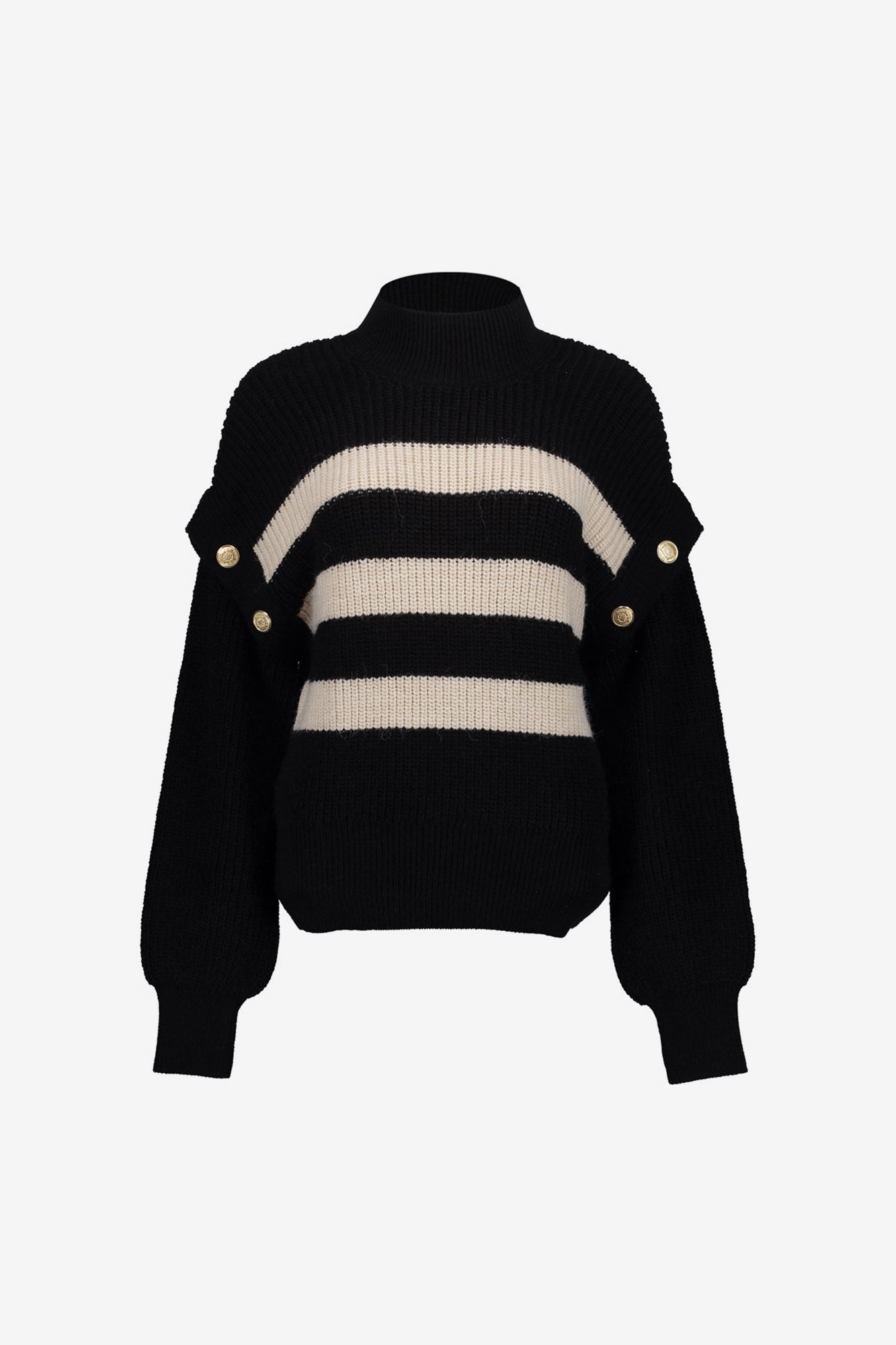 Geisha Damenpullover mit Streifenmuster und auffälligen Schulterdetails