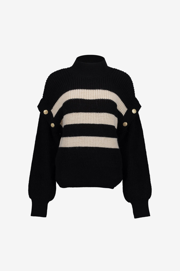 Geisha Damenpullover mit Streifenmuster und auffälligen Schulterdetails