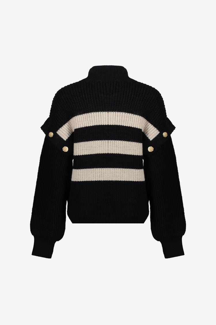 Geisha Damenpullover mit Streifenmuster und auffälligen Schulterdetails
