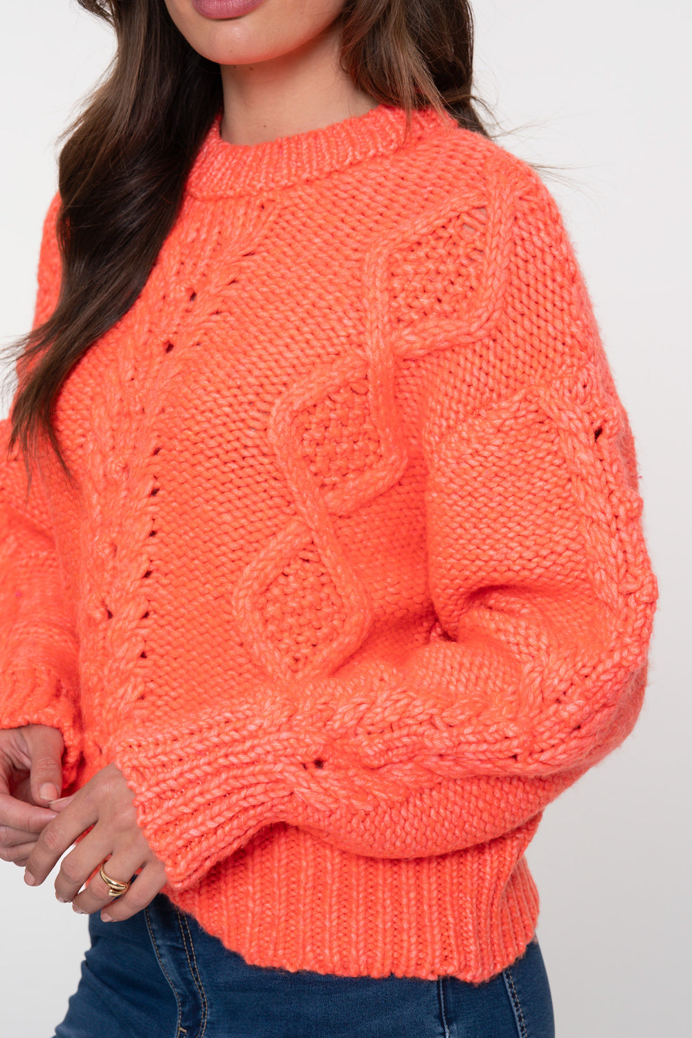 Geisha Damen-Strickpullover mit Zopfmuster
