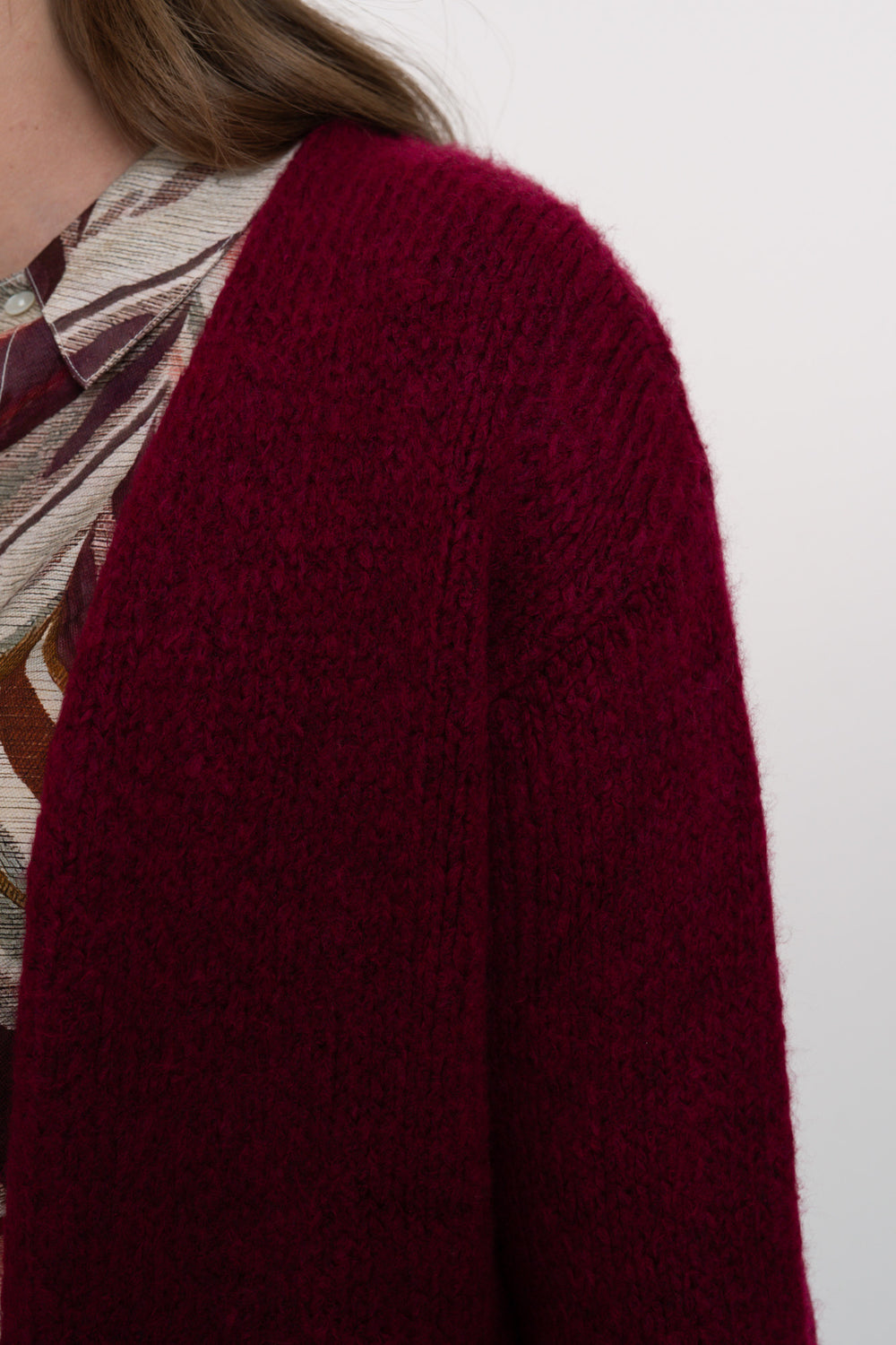 Geisha Damenoffene Strickjacke in warmem Bordeauxrot