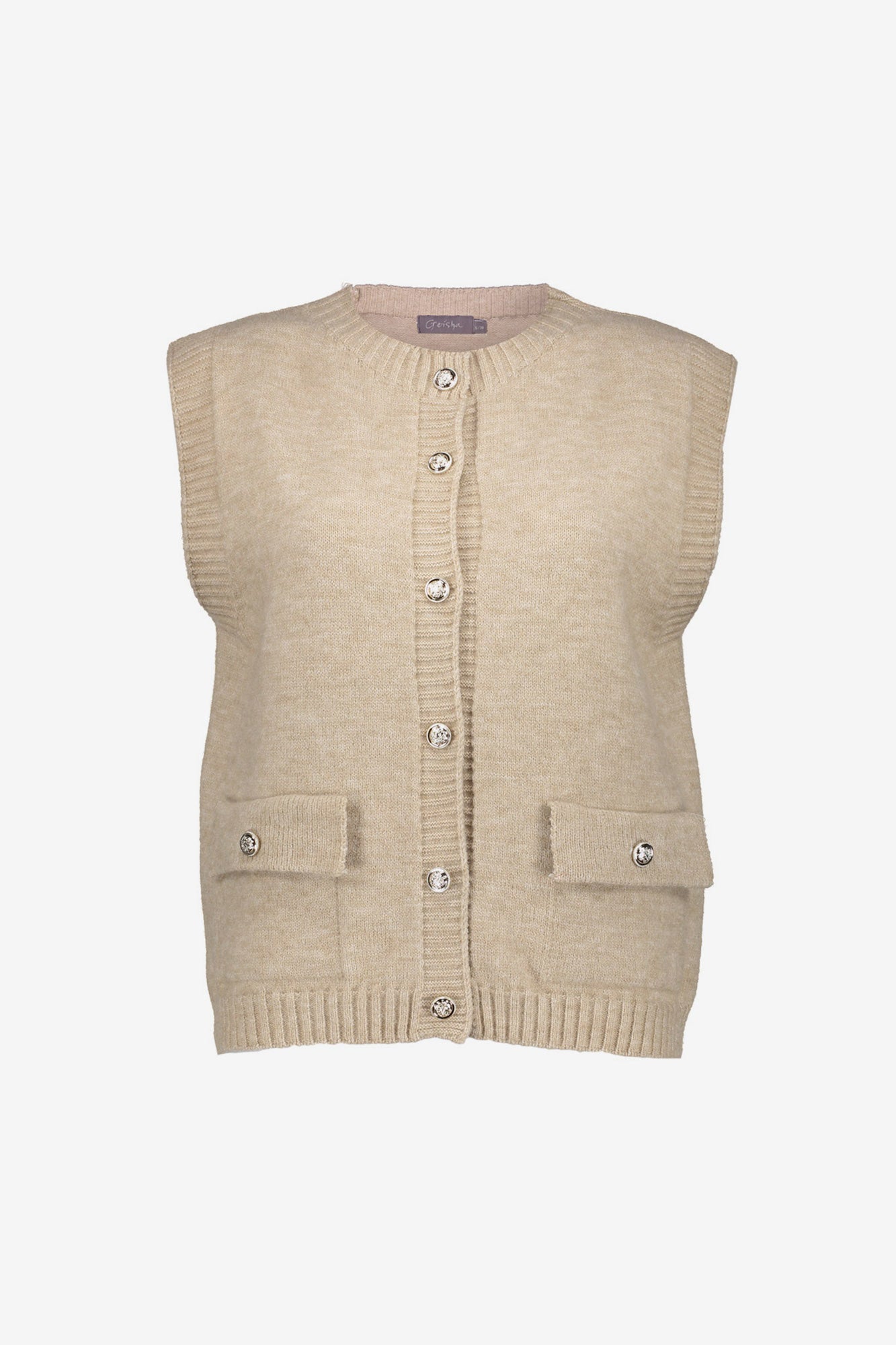Geisha Damen-Gilet im Strick mit Utility-Details