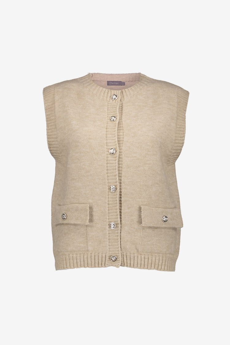 Geisha Damen-Gilet im Strick mit Utility-Details