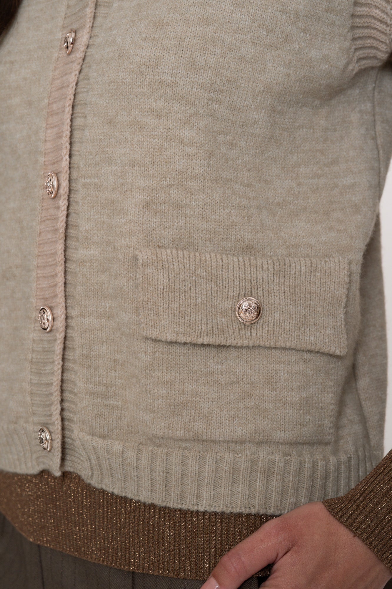 Geisha Damen-Gilet im Strick mit Utility-Details