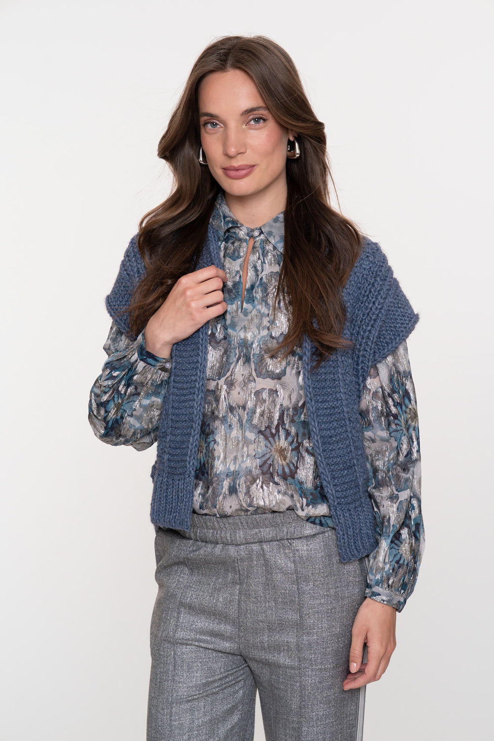 Geisha Damenoffene Weste mit grobem Strickmuster und Relax-Fit