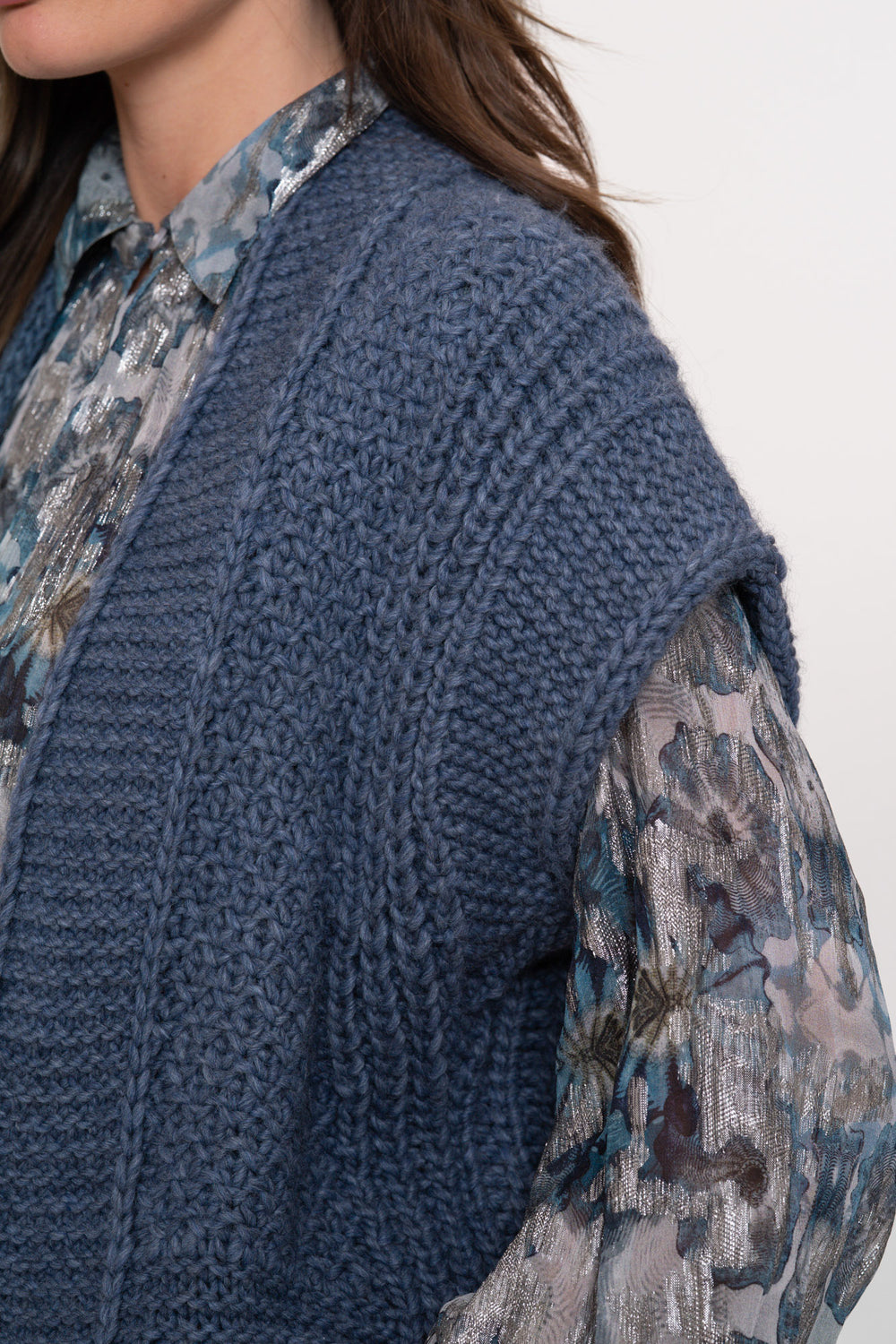 Geisha Damenoffene Weste mit grobem Strickmuster und Relax-Fit