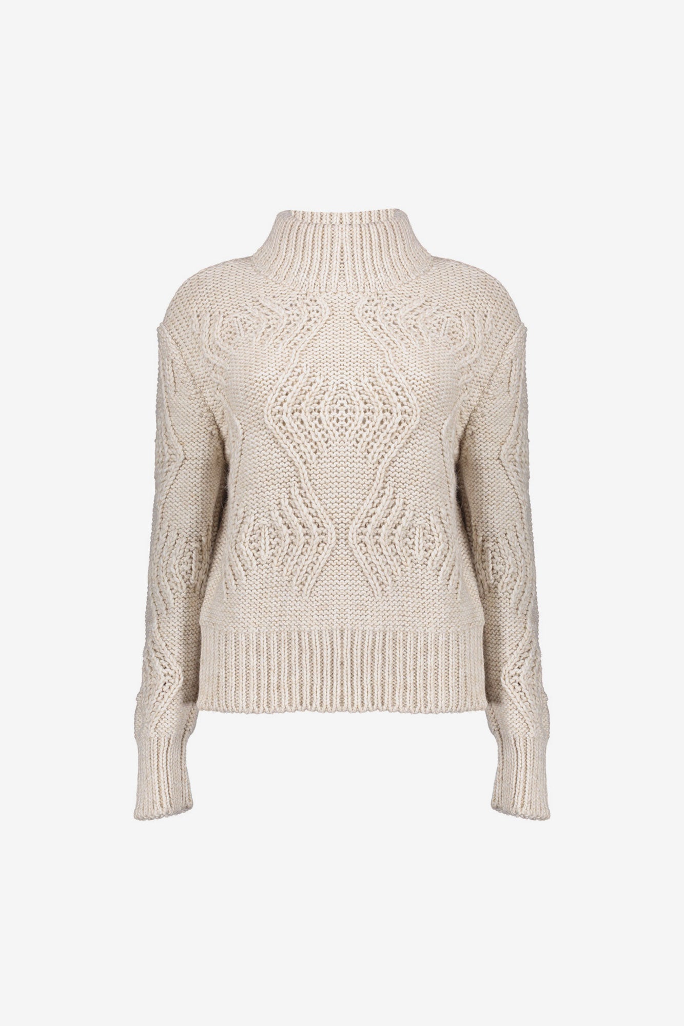 Geisha Damenpullover mit Zopfmuster und Rollkragen