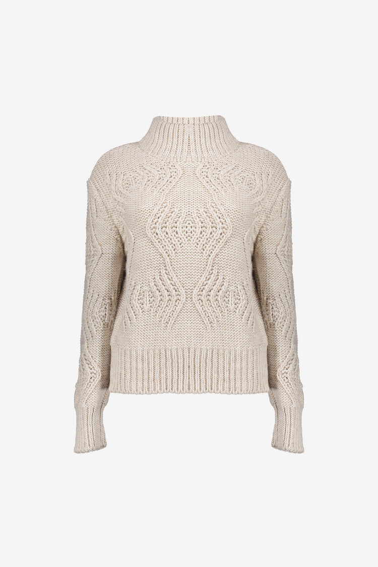 Geisha Damenpullover mit Zopfmuster und Rollkragen