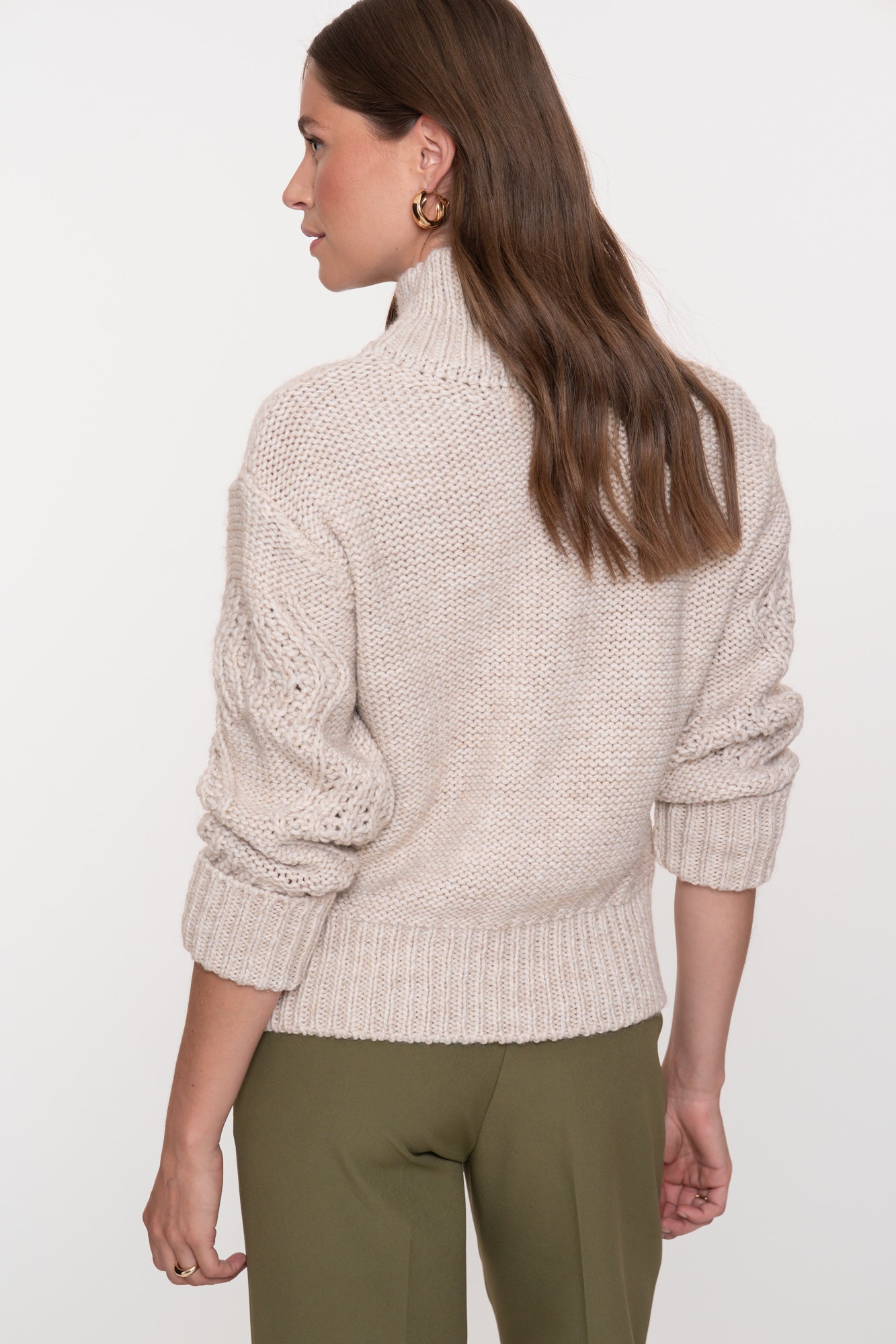 Geisha Damenpullover mit Zopfmuster und Rollkragen