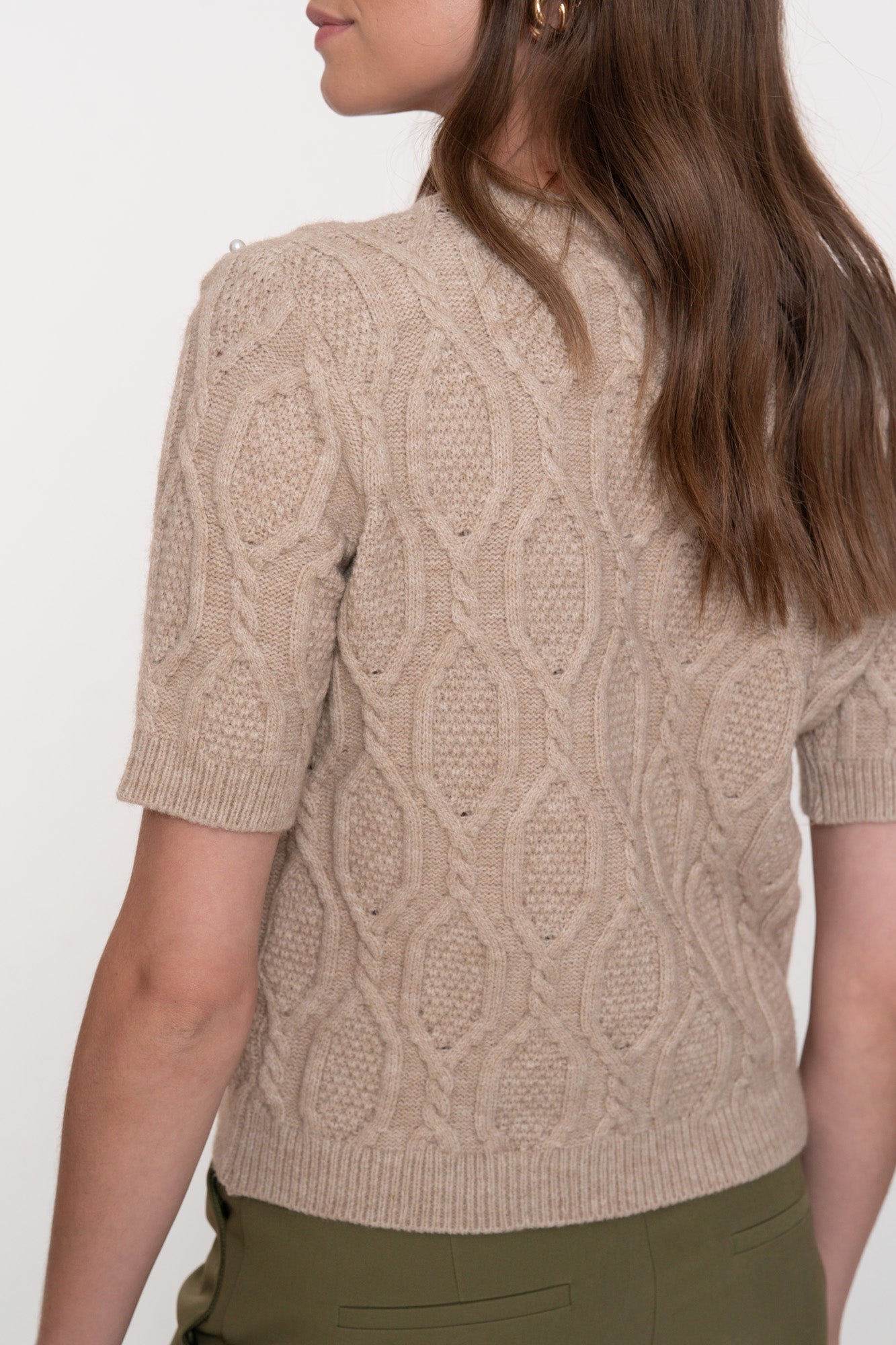 Geisha Damenstrickpullover mit Rundhalsausschnitt und Perlen