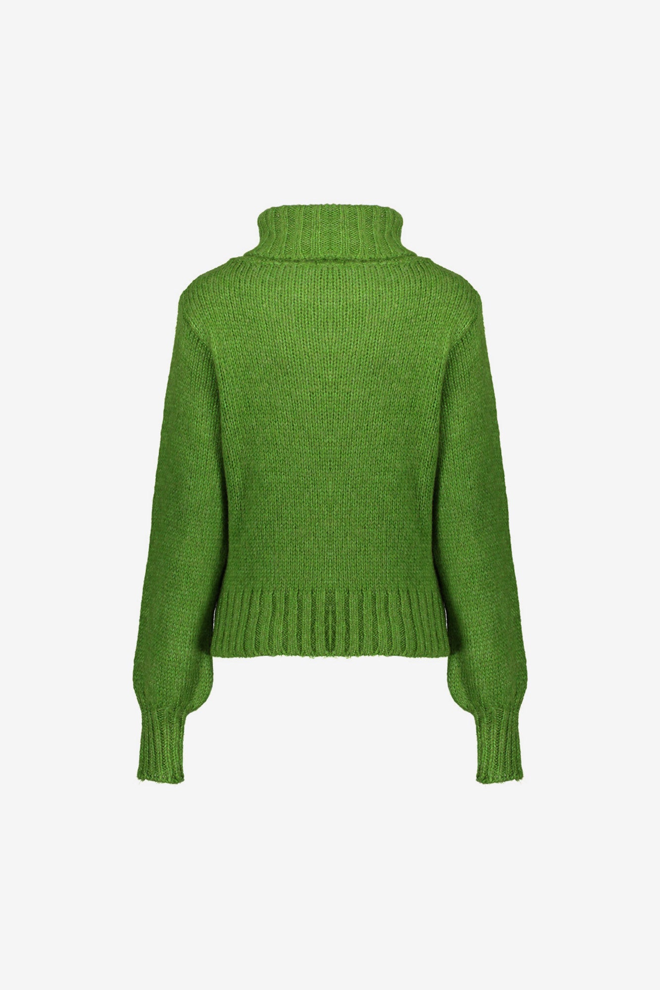 Geisha Damenstrickpullover in Grün mit hohem Rollkragen und Rippdetails
