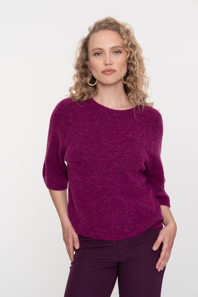 Geisha Damenfeinstrickpullover mit halblangen Ärmeln