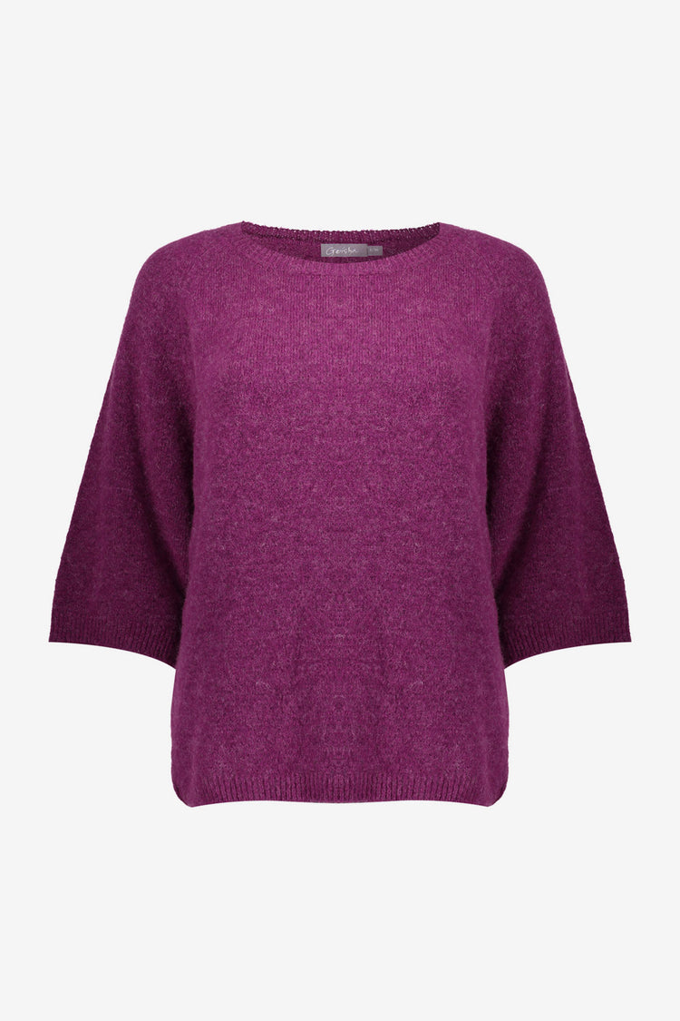 Geisha Damenfeinstrickpullover mit halblangen Ärmeln