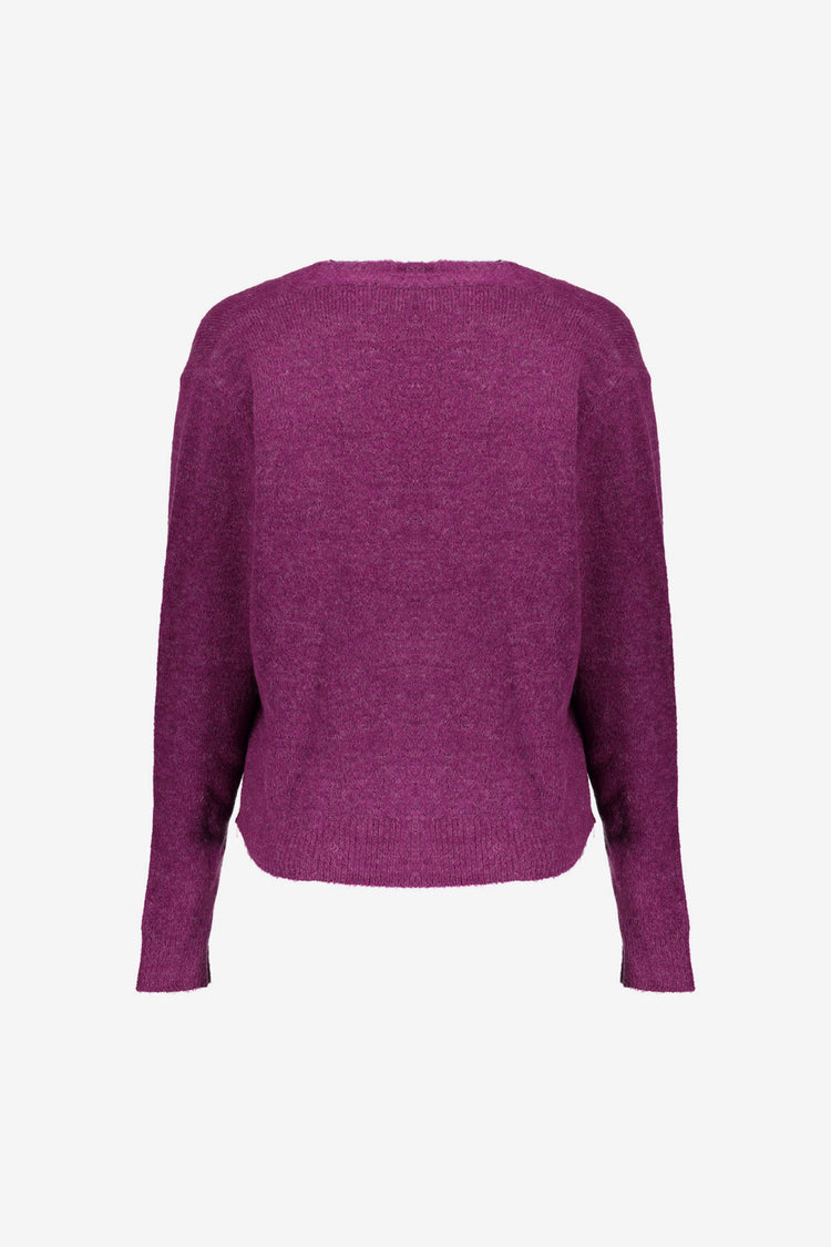 Geisha Damenstrickjacke in Lila mit langen Ärmeln und V-Ausschnitt